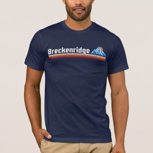 Retro Breckenridge Mountain Ski Sunset T-Shirt (Vorderseite)