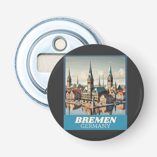 Retro Bremen Skyline Flaschenöffner (Vorderseite)