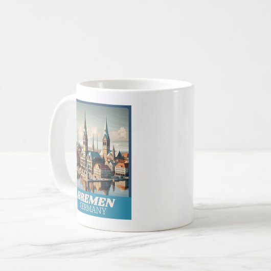 Retro Bremen Skyline Kaffeetasse (Vorderseite Links)