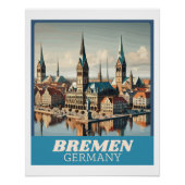 Retro Bremen Skyline Poster (Vorderseite)