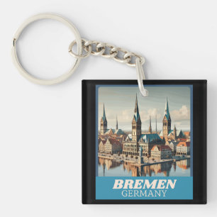 Retro Bremen Skyline Schlüsselanhänger