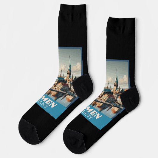 Retro Bremen Skyline Socken (Linkes Detail)