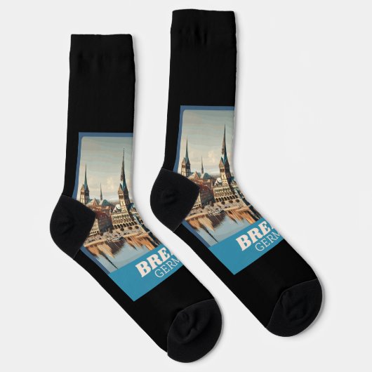 Retro Bremen Skyline Socken (Rechts)