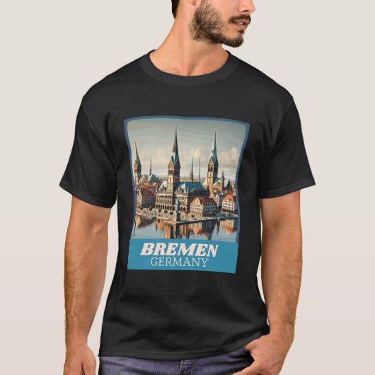 Retro Bremen Skyline T-Shirt (Vorderseite)