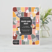 Retro-Brettspiel Nachtspiel Partys Einladung (Stehend Vorderseite)