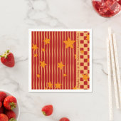 Retro Brick Red Starry Stripe Halloween Party Serviette (Beispiel)