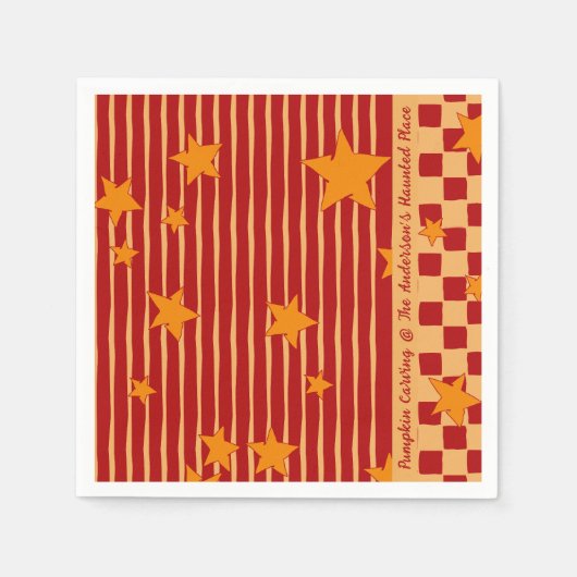 Retro Brick Red Starry Stripe Halloween Party Serviette (Vorderseite)