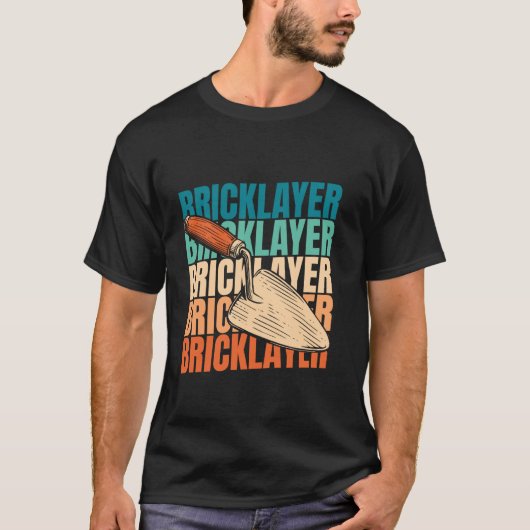 Retro Brickie Mauerwerk Bricklayer Block - Brick V T-Shirt (Vorderseite)