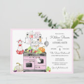 Retro Bridal Kitchen Dusche Einladung (Stehend Vorderseite)