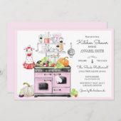 Retro Bridal Kitchen Dusche Einladung (Vorne/Hinten)