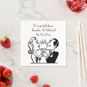 Retro Bride Groom Champagne Hochzeit Jubiläum Serviette (Beispiel)