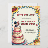 Retro Bride & Groom Pop Art Comic Hochzeit Save The Date (Vorderseite)