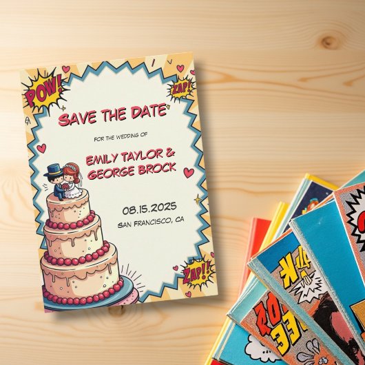 Retro Bride & Groom Pop Art Comic Hochzeit Save The Date