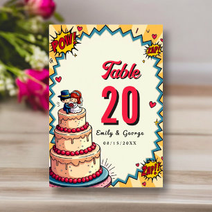 Retro Bride & Groom Pop Art Comic Hochzeit Tischnummer