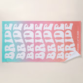 Retro Bride Pink Aqua Gradient Custom Strandtuch (Vorderseite)