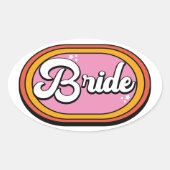 Retro Bride - Retro 70er Bride Typografie Ovaler Aufkleber (Vorderseite)