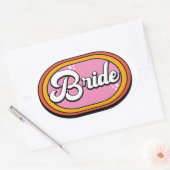 Retro Bride - Retro 70er Bride Typografie Ovaler Aufkleber (Umschlag)
