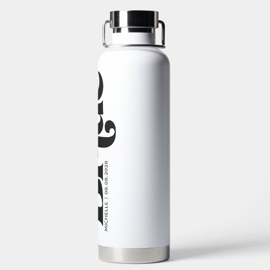 Retro Bride Typografy Design Trinkflasche (Rückseite)