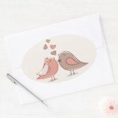 Retro Bridge und Groom Birds Geschenke Ovaler Aufkleber (Umschlag)