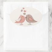 Retro Bridge und Groom Birds Geschenke Ovaler Aufkleber (Tasche)