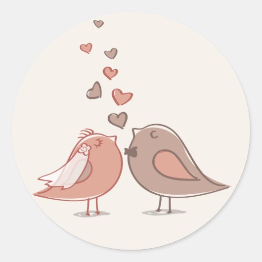 Retro Bridge und Groom Birds Geschenke Runder Aufkleber (Vorderseite)