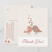 Retro Bridge und Groom Birds Vielen Dank Postkarte (Vorne/Hinten)