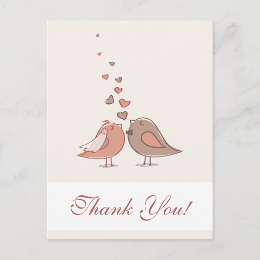 Retro Bridge und Groom Birds Vielen Dank Postkarte (Vorderseite)