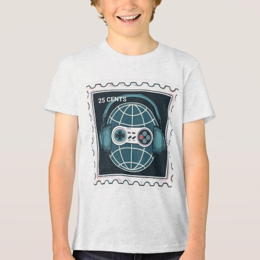 RETRO-BRIEFMARKE DES GAME CONTROLLER Tri-Blend SHIRT (Vorderseite)