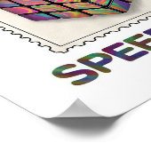 Retro Briefmarke Design mit Trippy Cube Art Poster (Ecke)