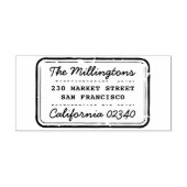 Retro-Briefmarke Familienname Skript und Rücksende Gummistempel (Prägung)