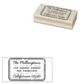 Retro-Briefmarke Familienname Skript und Rücksende Gummistempel (Stempel)
