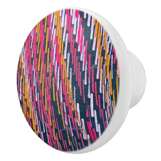 Retro bright colorful lines dashes keramikknauf (Rechts)