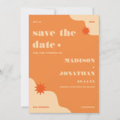 Retro Bright & Colorful Orange Wedding Save The Date (Vorderseite)