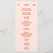 Retro Bright & Colorful Peach Hochzeit Programm (Rückseite)