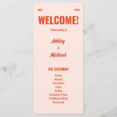 Retro Bright & Colorful Peach Hochzeit Programm (Vorderseite)