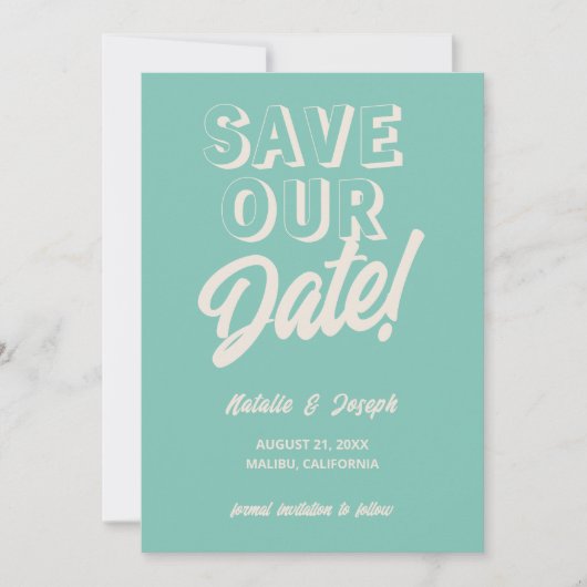 Retro Bright Funky Bold Modern Boho Einzigartige H Save The Date (Vorderseite)