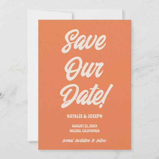 Retro Bright Funky Bold Modern Einzigartige Hochze Save The Date (Vorderseite)
