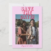 Retro Bright Funky Bold Modernes Foto Wedding Save The Date (Vorderseite)