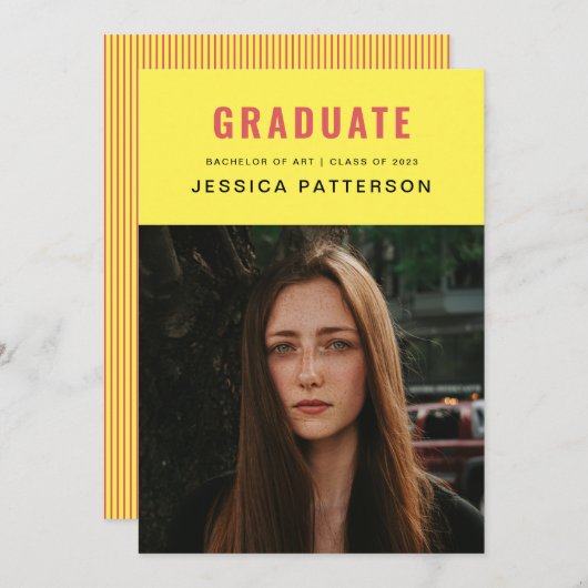 Retro Bright Graduate Ankündigung (Vorne/Hinten)