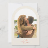 Retro Bright Orange Whimsical Photo Arched Wedding Einladung (Rückseite)