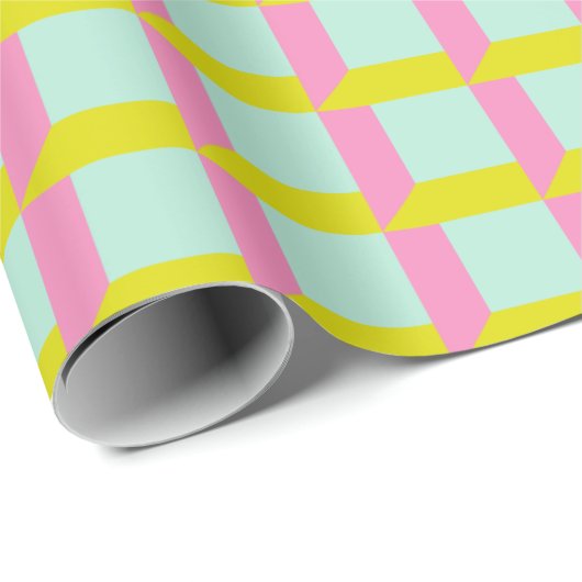 Retro Bright Pastel Geometric Op Art Muster Geschenkpapier (Rolleneckpunkt)