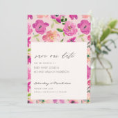 Retro Bright Pink Aquarellblume Save the Date Einladung (Stehend Vorderseite)