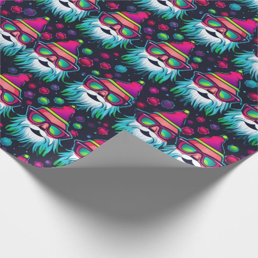 Retro Bright Pink Groovy Sonnenbrille Santa Geschenkpapier (Ecke)