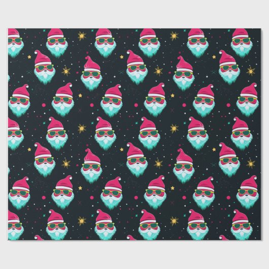 Retro Bright Pink Groovy Weihnachten Geschenkpapier (Flach)