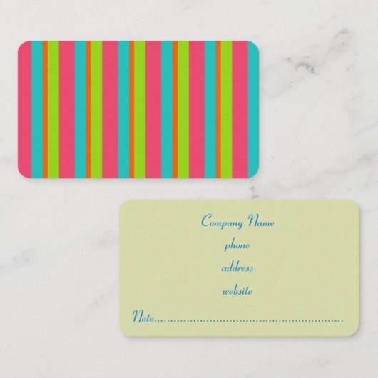 Retro Bright Stripes Business Card Visitenkarte (Vorne/Hinten)