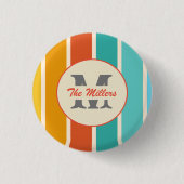 Retro Bright Summer Monogram Button (Vorderseite)