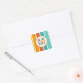 Retro Bright Summer Monogram Quadratischer Aufkleber (Umschlag)