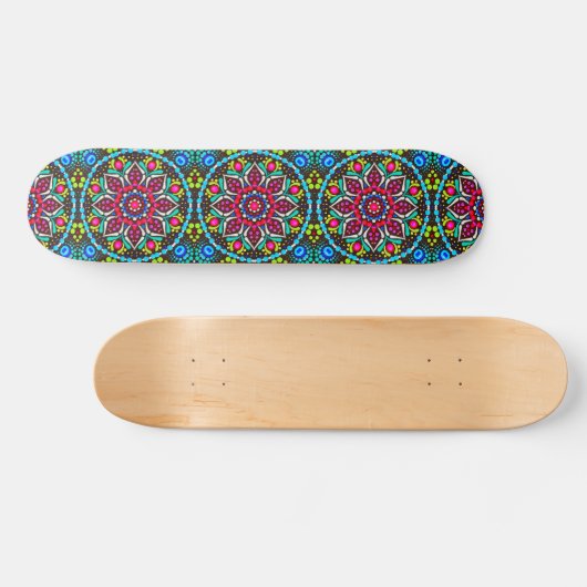 Retro Bright Tropical Floral Pattern Deck Skateboard (Horizontal)