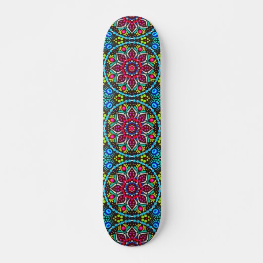 Retro Bright Tropical Floral Pattern Deck Skateboard (Vorne)
