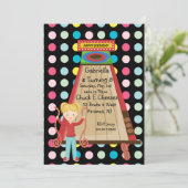 Retro, Bright und Polka Dot Arcade Einladung (Stehend Vorderseite)